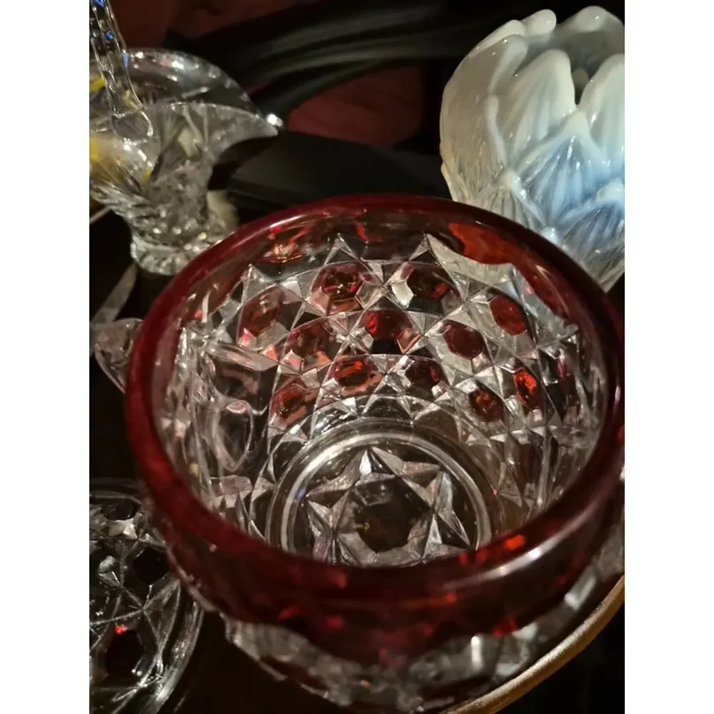 Antique EAPG Bryce  Brothers  sugar bowl with lid ruby and red Flashed
